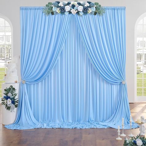 Amazon.com : 10ftx10ft Baby Blue Wrinkle-Free Backdrop Drapes for Party, Blue Polyester Background Curtains Backdrop Decoration for Wedding, Birthday : Electronics Drapes For Party, Simple Wedding Backdrop, Wedding Draping Backdrop, Curtain Backdrop Wedding, Cinderella Baby Shower, Curtains Backdrop, Simple Backdrop, Wedding Draping, Baby Blue Weddings