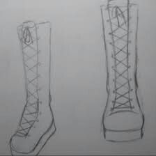 Boots Facing Forward Drawing, High Heel Boots Drawing Reference, Cute Boots Drawing, Big Shoes Drawing Reference, Front Facing Boots Drawing, Chibi Boots Reference, How To Draw Shoes Front View Boots, Shoe Tut Drawing, Front Facing Shoes Drawing