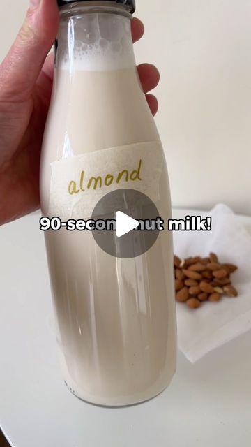 Victoria Woodhall on Instagram: "90-second nut milk recipe - save and try!
 
Are you buying cartons nut milk? This will save you money and recycling.

Here’s my simple almond milk recipe 
 
- 50-150g nuts (I prefer soaked overnight and use any kind of nuts)
- More nuts = creamier texture
- 50g nuts to 1 litre water gives the consistency of skimmed milk
- Blend for 90 secs-ish 
- Pinch of salt if you like 
- Mine keeps at least a week in fridge

This cost me about 70p per litre. Nut bags cost about a fiver for 2. Give it a go! 

Let me know your nut milk recipes and tips!

#nutmilk #nutmylk #almondmilk #homemade #almondmilkrecipe #nutmilkrecipe #veganfood #plantbased #plantbasedrecipe #veganmilk #vitamix #vitamixblender #homemademilk #plantbasedfoodie" Nut Milk Recipes, Nut Milk Recipe, Almond Milk Recipe, Almond Milk Recipes, Skimmed Milk, Vitamix Blender, Vegan Milk, Nut Milk, Skim Milk