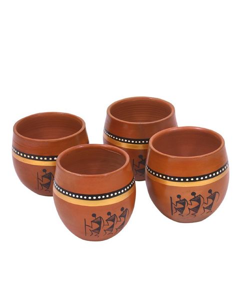 Ethnic Handpainted Kulhad Cups Graduation Cap Decoration Diy, Warli Art, Alpona Design, Diwali Decoration Items, Clay Set, Plant Pot Diy, Painted Pots Diy, Terracotta Plant Pots, Amazing Nature Photography