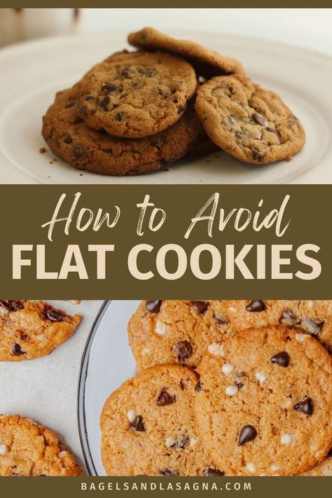 This article addresses the causes of flat cookies and how you can tweak a recipe to fix or avoid this issue. One of the reasons is your baking sheet. Another is old ingredients. Read how to prevent a bad bake in the future and always have chewy or crisp cookies that you desire. Flat Cookies, Easy Homemade Cookie Recipes, Crisp Cookies, Easy Homemade Cookies, Low Carb Cookies Recipes, Oatmeal Chocolate Chip Cookie Recipe, Cookie Recipes Homemade, Shortbread Cookie Recipe, Healthy Cookie Recipes