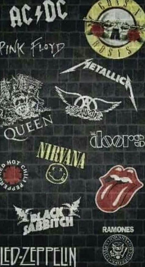 Rock clsico clasic rock  Metallica Guns and roses acdc red hot chili peppers Nirvana the doors the rolling Stones etc #musicalband #musical #band #rock Rockband Logos, Muzică Rock, Rock Band Logos, Rock Band Posters, Hard Rock Music, Buku Harry Potter, Classic Rock Bands, Band Wallpapers, Musica Rock