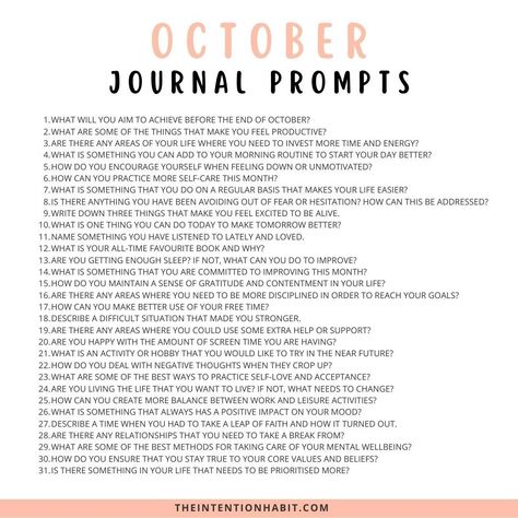 Here are your October journal prompts October Journal Prompts, October Journal, Bullet Journal Prompts, Feeling Down, Life Purpose, Simple Living, Journal Prompts, Make You Feel, Self Care