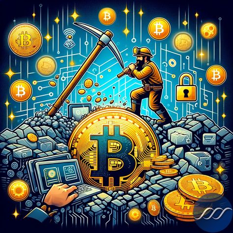 What is Bitcoin mining ⛏️ ? An essential process for securing the network 🔒 and creating new bitcoins. Like miners searching for gold 💰, but for cryptocurrency!  #BitcoinMining #BTC #Cryptocurrency Mining Crypto, Mining Cryptocurrency, Bitcoin Miner, Crypto Mining, Wealth Management, Bitcoin Mining, Blockchain, Cryptocurrency, Character Design