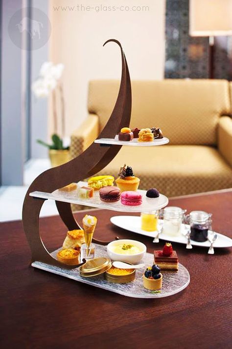 Tea Stand Ideas, High Tea Stand, Afternoon Tea Stand, Tea Stand, Wooden Serving Platters, Afternoon Tea Set, Tea Party Food, Party Finger Foods, Buffet Display