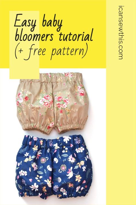 Free baby bloomers pattern (with step by step tutorial) - I Can Sew This Baby Bloomers Pattern Free, Diy Bloomers, Bloomers Pattern, Baby Bloomers Pattern, Fat Quarter Sewing Projects, Sewing Things, Free Sewing Pattern, Baby Sewing Projects, Baby Sewing Patterns