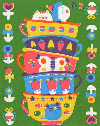 Teacup Cats, American Illustration, Riso Print, Retro Kids, Etsy Art Prints, Childrens Illustrations, Kids Prints, Illustration Print, Cute Illustration