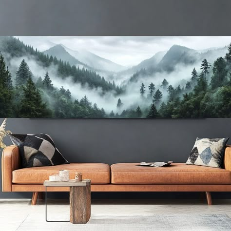 Check Out Panoramic Landscape Print | Canvas and Metal Foggy Forest Wall Art Visit Shop at: www.LostinThymeGallery.etsy.com Width x Height Options: 36”x12” / 91x30 cm 60”x20” / 152x50 cm #homedecor #wallart #newartwork #wallartprint #printablewallart #interiordesign #interiordecor #canvasart #metalart #decor #metal #art #colors #green #panoramic #fog #foggy #mountains Wall Murals Painted Diy, Long Wall Art, Panoramic Landscape, Nature Room, Panoramic Art, Foggy Mountains, Wall Art Decor Prints, Art And Writing, Real Nature