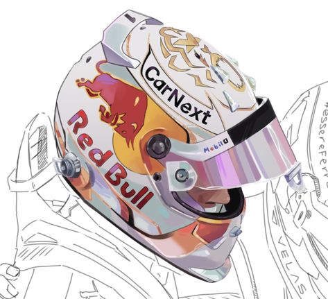 F1 Car Reference, Max Verstappen Illustration, Race Car Reference, Carlos Sainz Helmet Drawing, Max Verstappen Art, Red Bull Drawing, F1 Helmet Drawing, Max Verstappen Fanart, Max Verstappen Drawing