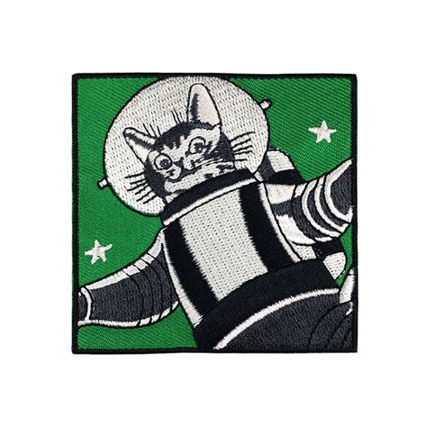 Space Cat Patch Iron On Patch Embroidered Applique Astronaut Cat Alien Cute Cat Patch Alien Cute, Explorer Theme, Halloween Is Cool, Astro Cat, Funny Astronaut, Iron Patches, Applique Clothes, Things For Cats, Vintage Embroidery Patterns