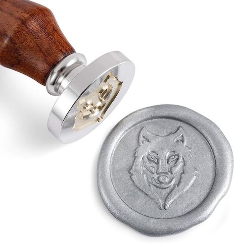 Amazon.com: Mceal Wax Seal Stamp,Silver Brass Head with Rosewood Handle, 1.2"(30mm) Dia, Wolf Perfume Package, Wine Package, Mind Journal, Wax Seal Stamp Kit, Business Product Ideas, Wax Stick, Wild Baby, Monogram Wedding Invitations, Perfume Packaging