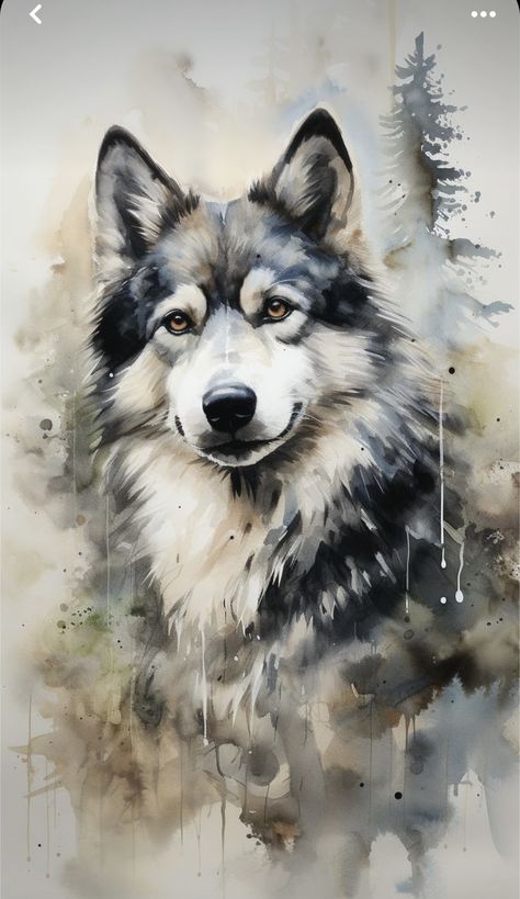 Watercolor Animal Paintings, Animal Art Work, Powerful Animals, Wild Animal Art, Wolf Watercolor, Animal Artists, Watercolor Wolf, Lion Cat, Wolf Artwork