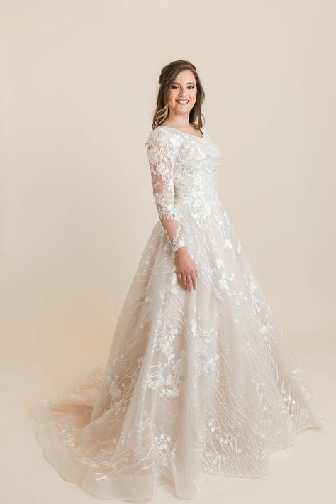 Modest Lace Wedding Dress, Modest Whimsical Wedding Dress, Modest Wedding Dresses Plus Size Lds, Modest Wedding Dresses With Sleeves Lace, Modest Plus Size Wedding Dress, Plus Size Modest Wedding Dresses, Corset Modest Wedding Dress, Modest Embroidered Wedding Dress, Wedding Dresses A Line Princess Modest