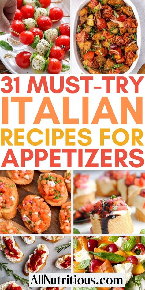 Having mouth watering italian appetizer recipes can be super easy when you prepare any of these delicious easy appetizer recipes. You can easily make any of these easy italian dishes that will have you going back for seconds. Italian Appetizer Recipes Easy, Italian Heavy Appetizers, Make Ahead Italian Appetizers, Italian Antipasto Charcuterie Board, Appetizers For Italian Meal, Italian Appies, Italian Wedding Appetizers, Italian Party Appetizers, Lunch Apps