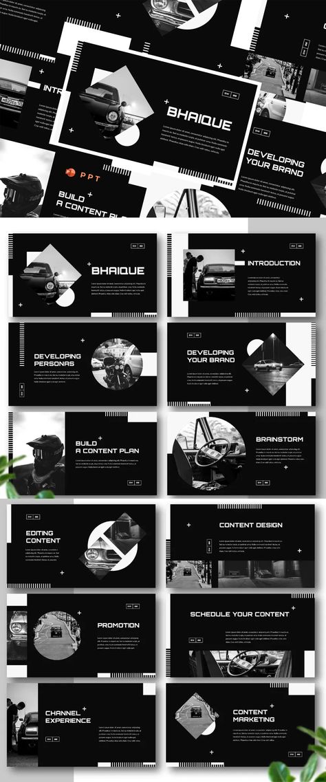 Black and White Powerpoint Design - 30 professional slides Black And White Slides Presentation, Black And White Ppt Template, Black And White Powerpoint Template, Black And White Presentation Design, Black Presentation Design, Ppt Business Template, Powerpoint Design Inspiration, Black Powerpoint Template, Black And White Powerpoint