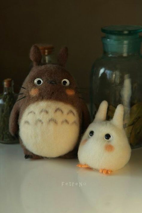 Wool Animals, Needle Felting Projects, Felting Tutorials, Animal Projects, Wool Crafts, My Neighbor Totoro, Needle Felted Animals, Felt Diy, Felt Dolls