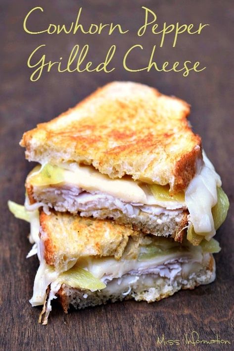 Kick up your grilled cheese with this recipe made with turkey, swiss and a roasted cowhorn pepper! It's the ultimate grilled cheese recipe Roast Beef Grilled Cheese, Grilled Cheese Waffles, Grilled Strawberries, Bread Booze Bacon, Ultimate Grilled Cheese, Grilled Cheese Recipe, Grill Cheese Sandwich Recipes, Pepper Recipe, Cheese Sandwich Recipes