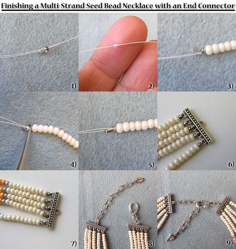 Two Ways to Finish a Multi Strand Seed Bead Necklace | Loose Ends Beaded Beads, Loose Ends, Jewelry Techniques, Jewelry Making Tutorials, Seed Bead Necklace, Simple Fashion, Jewelry Repair, Diy Schmuck, Beads And Wire