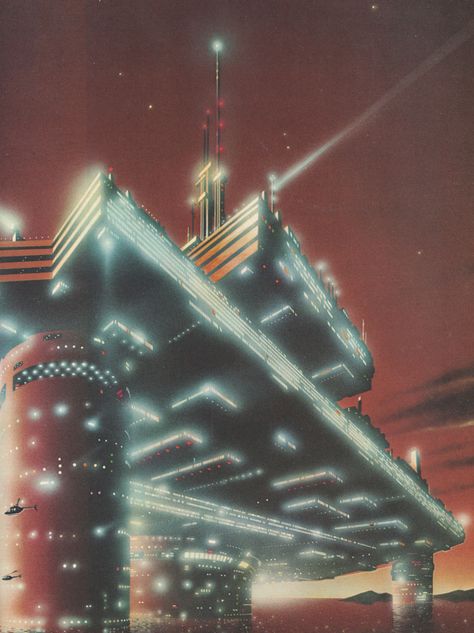 80s Sci Fi, Futurism Art, Futurisme Retro, 70s Sci Fi Art, City At Night, Cyberpunk City, Futuristic Art, Retro Waves, Future City