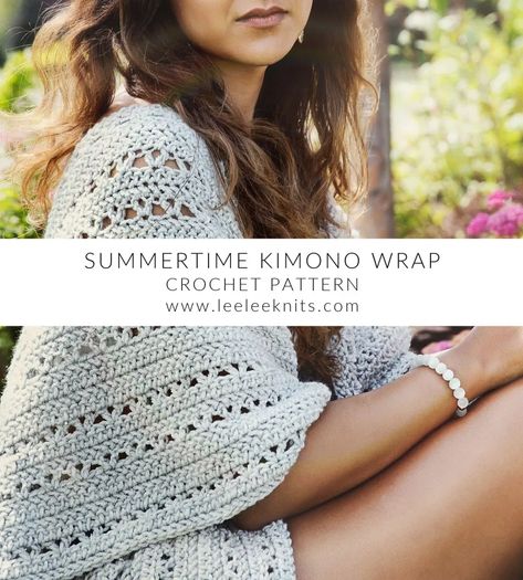 Summertime Kimono Wrap Crochet Pattern - Leelee Knits Kimono Pattern Free, Crochet Borders For Blankets, Crochet Kimono Pattern, Wrap Crochet Pattern, Bandeau Au Crochet, Crochet Headband Pattern Free, Crochet Kimono, Boho Mode, Crochet Headband Pattern