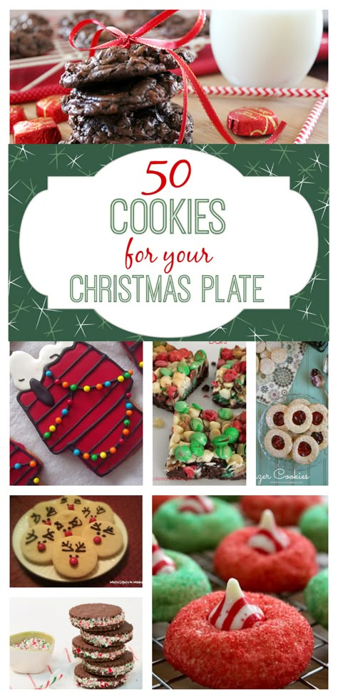 50 Cookie recipes to help fill your Christmas plate! Cookie Plate, Christmas Cookie Exchange, Christmas Plate, Xmas Cookies, 50 Christmas, Christmas Cooking, Jambalaya, Christmas Plates, Christmas Goodies