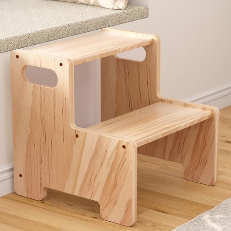 PRICES MAY VARY. ❤️❤️ STURDY AND SECURE: Wide sturdy standing platforms, non-slip bases can help toddlers stand firmly. The step stool for kids is made out of durable natural wood (0.7" thickness), hold up to 300 pounds.It’s light weight and handle grips allow your kids to move the stool around easily.These versatile, multipurpose stools can be used everywhere in the house. ❤️❤️ MULTI-FUNCTIONAL:It's so helpful for toddlers and kids – in the bathroom, home and kitchen.Our dual height design with Montessori Stool, Stool For Bathroom, Step Stool For Kids, Stepping Stool, Toddler Montessori, Sink Toilet, Wooden Step Stool, Bathroom Stool, Wooden Steps