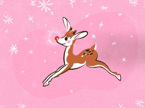 Rudolph by Derric Wise on Dribbble Rudolph Illustration, Reindeer Images, Retro Illustrations, Deer Illustration, Consciousness Art, New Fantasy, Office Prints, Christmas Drawing, Brand Development