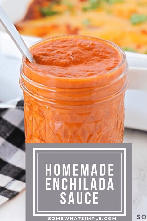 Making homemade enchilada sauce is so quick and easy, and it is the perfect way to punch up the flavor in your favorite Mexican recipes! This recipe is so easy, it only takes 15 minutes to make. Forget the jarred sauces and whip up a fresh batch right now! #bestredenchiladasauce #homemadeenchiladasauce #redenchiladasauce #redenchiladasaucerecipe #authenticredenchiladasauce via @somewhatsimple Red Enchilada Sauce Recipe, Homemade Enchilada Sauce Recipe, Enchilada Sauce Recipe, Enchilada Sauce Easy, Mexican Sauce, Recipes With Enchilada Sauce, Easy Enchiladas, Red Enchiladas, Homemade Enchilada Sauce