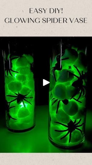 Creepy Halloween Diy, Glow Mason Jars, Stick Spider, Halloween Party Centerpieces, Glow Stick Jars, October Pumpkins, Halloween Vase, Fall Ghost, Halloween Jars