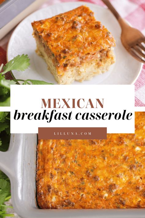 Mexican Breakfast Casserole is hearty and filling with a bit of spice! It comes together quickly and is ready to eat in under an hour. #mexicanbreakfastcasserole #breakfastcasserole #breakfast #casserole #mexicanfood Easy Mexican Breakfast, Chorizo Breakfast Casserole, Mexican Breakfast Casserole, Mexican Breakfast, Brunch Spread, Vegan Sausage, Yummy Casseroles, Easy Mexican, Delicious Breakfast Recipes