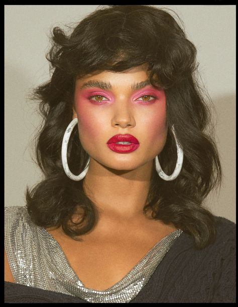 Daniela | Harper's Bazaar on Behance 80s Makeup Looks, 80’s Makeup, 1980s Makeup, Look Disco, Disco Makeup, Look 80s, 70s Makeup, 80s Makeup, 80s Disco