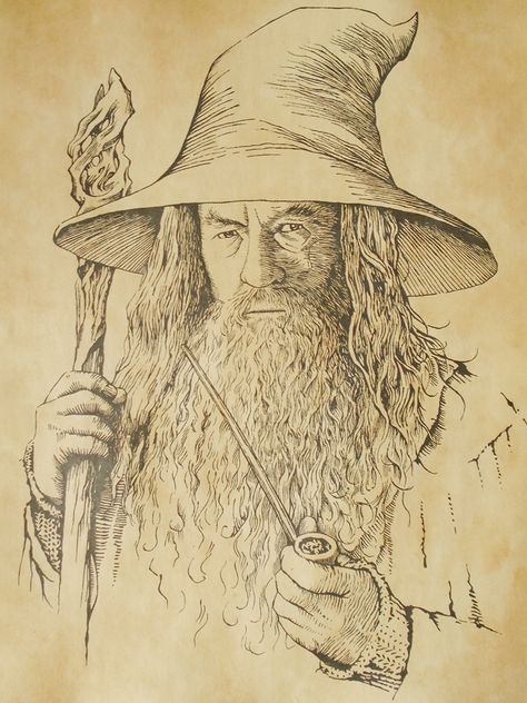 Gandalf Tattoo Art, The Lord Of The Rings Drawings, Lord Of The Rings Art Draw, Gandalf Sketch, The Hobbit Drawings, Gandalf Drawing, Lotr Drawings, Hobbit Drawing, Gandalf Art