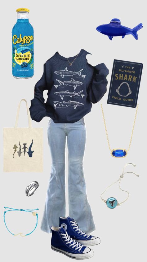 Aquarium shark themed outfit #outfitinspo Aquarium Outfit, Silly Clothes, Trendy Outfit Ideas, Shark Themed, Fits Clothes, Fall Outfit Ideas, Camping Outfits, Trendy Fall Outfits, Trendy Outfit