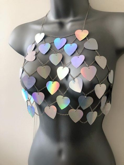 Heart Harness, Fest Outfits, Chain Top, Gowns Prom, Silver Sequin, Rave Outfits, Stage Outfits, Mode Inspiration, Festival Outfits