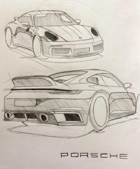 Draw With Squares, Porshe Drawing Easy, Porshe Drawing Art, Bikes Drawing, Car Drawing Sketches, Sketch Cars, Draw Cars, Cars Drawing, Hello Kitty Wallpaper Hd