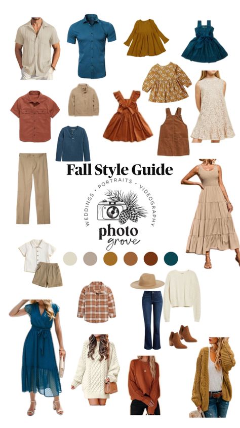 Teal, Mustard, and Burnt Orange Burnt Orange Clothes Fall Outfits, Teal Fall Outfits, Fall Style Guide, Clothing Aesthetic, Fall Family Pictures, Burnt Orange Dress, Orange Outfit, Family Picture Outfits, Family Pics