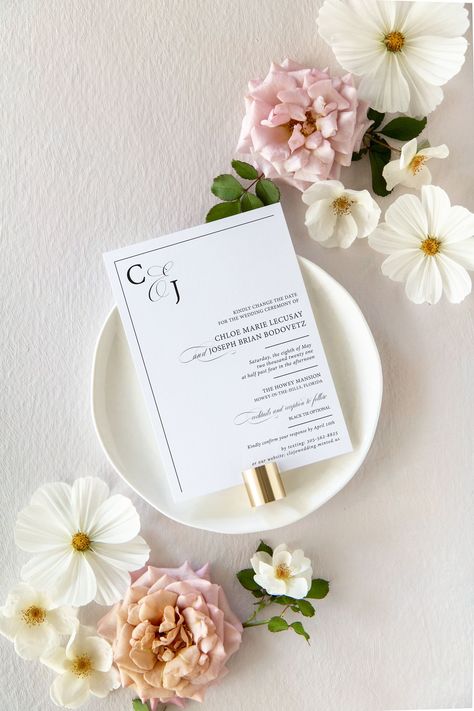 A modern, and romantic, spring wedding at the Howey Mansion, Florida. The Kaitlynn wedding invitation customized to their colors and wording. Minimal Table Numbers, Howey Mansion, Pastel Wedding Decorations, Pastel Wedding Invitations, Blush Weddings, Minimal Table, Envelope Calligraphy, Timeless Wedding Invitations, Classic Wedding Inspiration