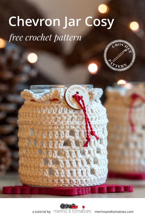 Crochet Candle Holder Pattern, Crochet Candle Cozy, Chocolates Homemade, Crochet Candle Holder, Fill The Jar, Crochet Vase, Cosy Crochet, Crochet Candle, Crochet Jar Covers