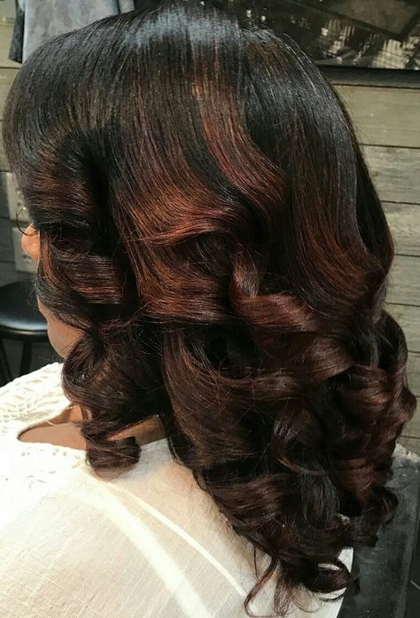 Thermal Styles Hair, Thermal Curl Finish, Iron Curls, Vintage Hair Salons, Hair Color For Dark Skin, Protective Hairstyles For Natural Hair, Medium Curly, Hair Business, Vintage Wedding Hair