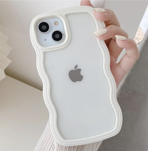 UEEBAI Wave Frame Clear Case for iPhone 13/iPhone 14 Curly Clear Phone Case, Cute Wavy Phone Case for Girl Slim Fit Shockproof Phone Cover Bumper Soft Pretty Case for Women - White Iphone Lens, Minimalist Iphone, Camera Cover, Iphone 10, Curly Waves, Stylish Phone Case, White Iphone, Clear Phone Case, Cute Cases