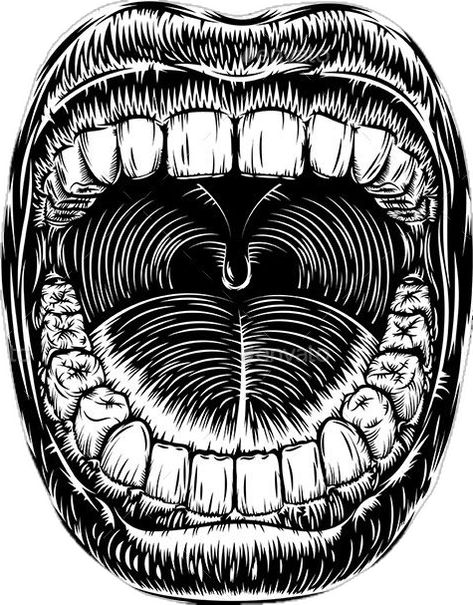 Mouth With Teeth, T Shirt Print Design, T-shirt Print Design, Hand Draw, Shirt Print Design, Vintage Tattoo, Open Mouth, T Shirt Print, Art Room