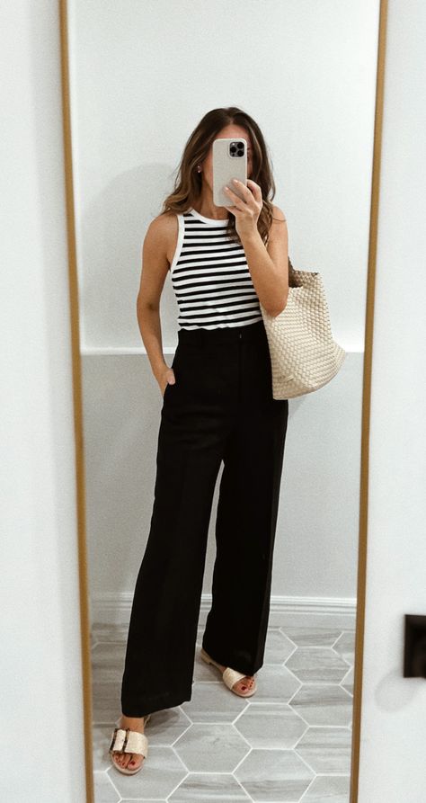 Outfits Roundup + affordable summer dresses - Lilly Style Dresses Outfit Ideas, Affordable Summer Dresses, Outfit Ideas For Summer, Lunch Dresses, Linen Blend Pants, Square Neck Dress, Summer Inspiration, Striped Tank, Pull On Pants