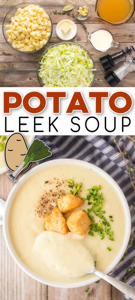 Potato Leek Soup Best Ever Potato Leek Soup, Best Leek And Potato Soup Recipe, Potato Soup With Leeks, Potatoe And Leek Soup Creamy, Chunky Potato Leek Soup, Creamy Potato Leek Soup Recipe, Instant Pot Potato Leek Soup, Ham And Leek Soup, Leek Recipes Soup