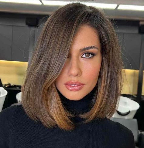 One Length Side Part Bob for Thick Hair One Length Hair, Sleek Short Hair, Mom Haircuts, Rambut Brunette, Long Bob Haircuts, Lob Hairstyle, Lob Haircut, בר מצווה, Long Bob Hairstyles