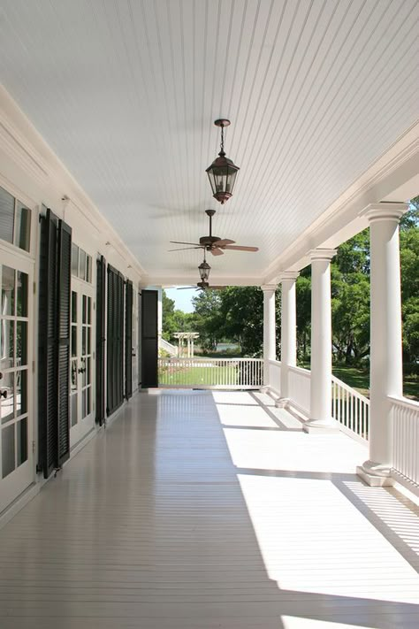 Future Front Porch Design Dreams » Growing Up Kemper Blue Porch Ceiling, Veranda Design, Dream Porch, Porch Ceiling, Blue Ceilings, Building A Porch, Brick Molding, Front Porch Design, Farmhouse Front Porches