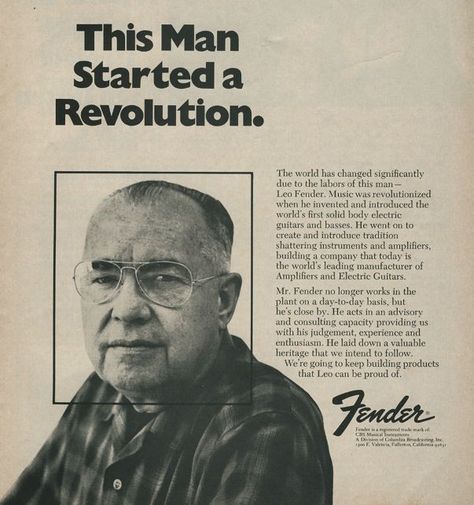 This Man Started a Revolution (1972) Acoustic Guitar Notes, Vintage Les Paul, Fender Acoustic Guitar, Leo Fender, Guitar Notes, Steel Guitar, Jazz Guitar, Guitar Building, Guitar Hero