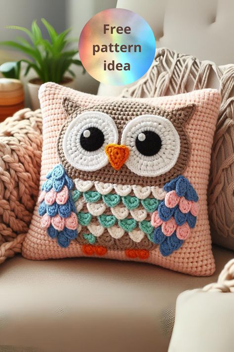 Create a cozy owl crochet pillow with this fun pattern! Perfect for adding a whimsical touch to your home or gifting to crochet lovers. Owl Pillow Pattern, Crochet Owl Pillows, Knitting Patterns Free Dog, Owl Crochet, Owl Pillow, Crochet Pillow Pattern, Crochet Owl, Crochet Pillows, Crochet Cushions