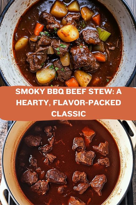 Craving a hearty, rich stew? This smoky BBQ beef stew is slow-cooked to perfection with deep flavors. Save this pin for your next warm and satisfying dinner! Bbq Beef Stew, Bbq Beef, Slow Cooked, Beef Stew, Stew, Slow Cooker, Dinner Recipes