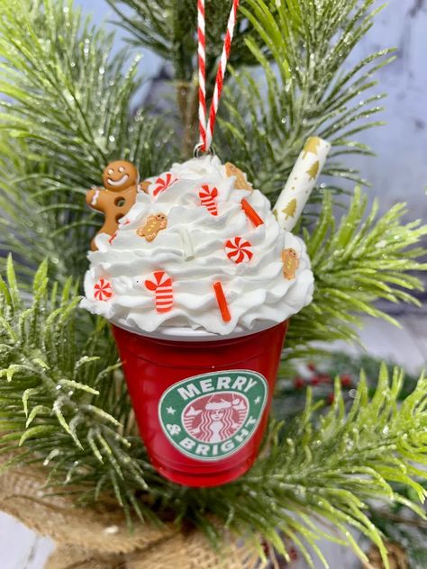 Starbucks Ornaments, Coffee Cup Ornaments, Christmas Ornaments, Faux Whipped Cream Mini Ornaments, Starbucks Faux Mini Ornaments - Etsy