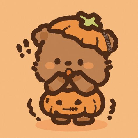 Halloween Art Pfp, Teddy Bear Aesthetic Drawing, Kawaii Halloween Pfp, Fall Pfp Matching, Cute Bear Pfp, Cute Fall Widgets, Halloween Doodles Aesthetic, Fall Matching Pfp, Halloween Icons Aesthetic